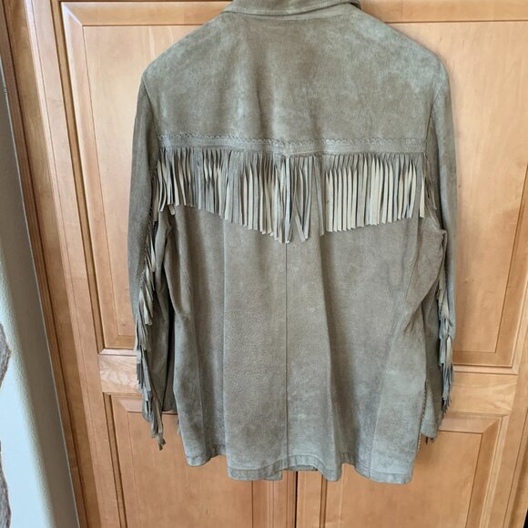 Ralph Lauren Western Suede Fringe Jacket Vntg Size M | Rare Putty Tan Leather M - Picture 8 of 17